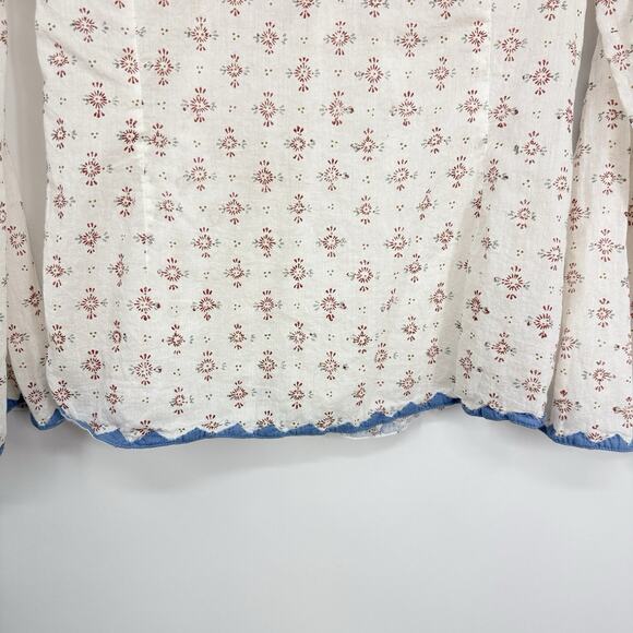 Kerry Cassill Flare Sleeve Tunic Top Size M/L Deep V Neck Empire Tie Boho - Picture 9 of 14